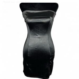 WINDSOR  Black Satin Strapless Mini Dress S, With Elegant Design. Good Condition